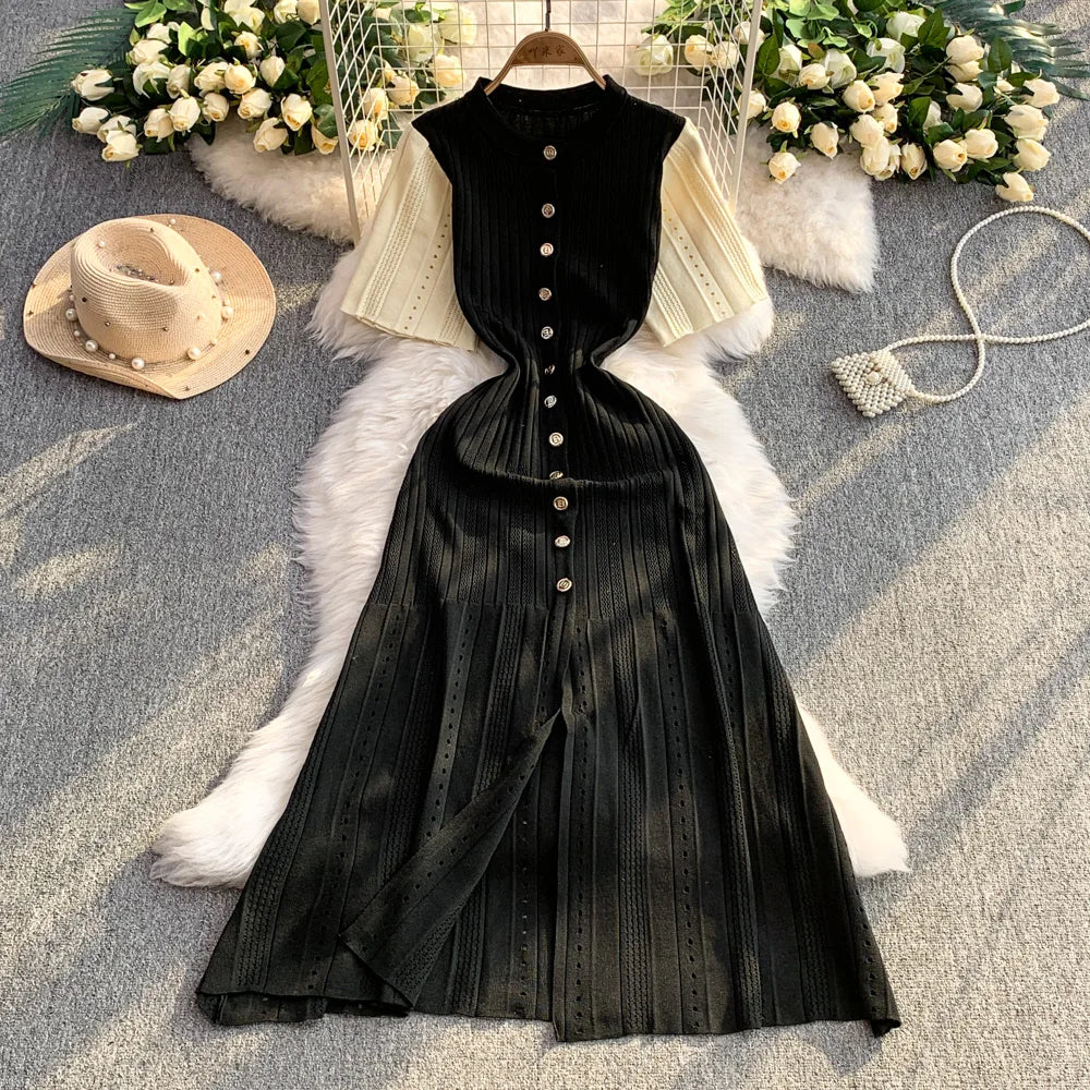 Black Elegant Maxi Dress – Slim Fit Office & Evening Dress