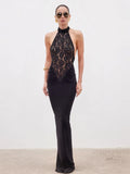 Elegant Lace Bodycon Maxi Dress – Sexy Sleeveless Evening Dress