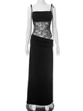 Lace Cut-Out Maxi Dress – Elegant Backless Beach Dress